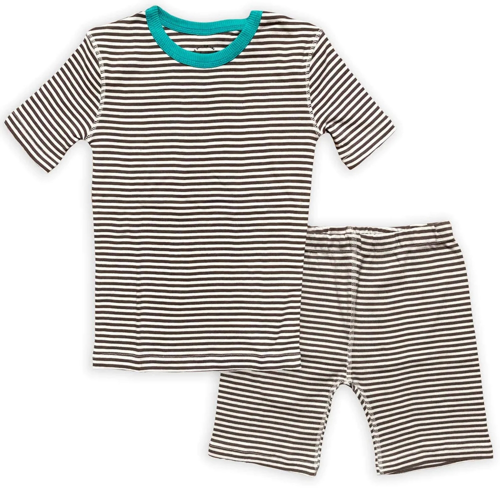 Mightly Unisex Gray Stripe 2-piece Pajamas size: 6-14 Years